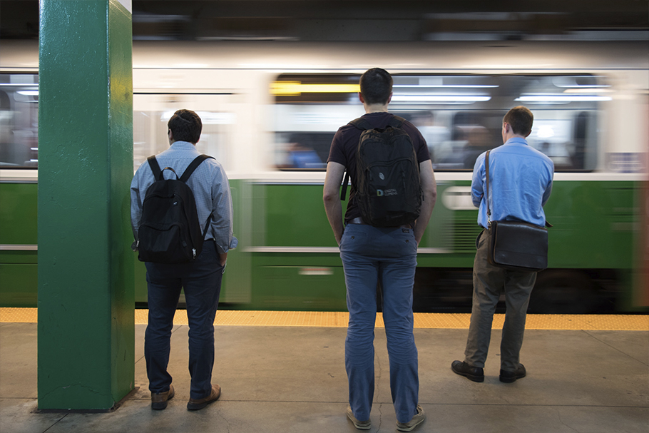 Linha de metrô em Boston, EUA