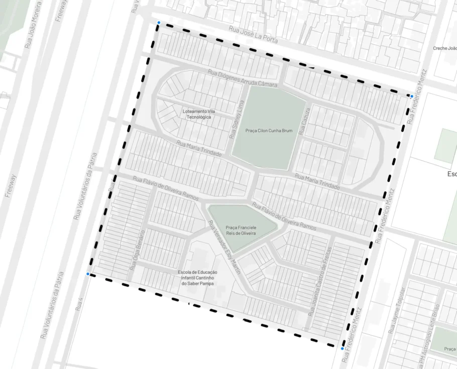 A imagem mostra um mapa do Loteamento Pampa visto pela plataforma Place.